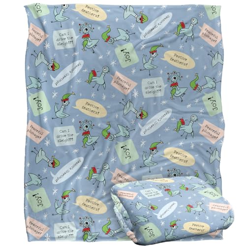 Dont Let The Pigeon Drive The Sleigh Joy Pattern Blue Silky Touch Super Soft Throw Blanket 152 X 127 Cm