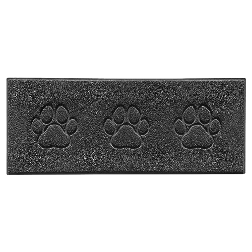 Nicoman Paw Embossed Shape Door Mat Dirt Trapper PVC Spaghetti Mat Washable Quick Drying Barrier Doormat-Dark Grey (Watertight Rubber-Back)-Runner (150x60cm)