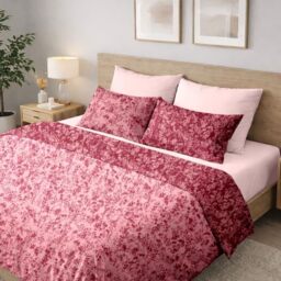 Ruggeri, Double Duvet Cover, Microfibre, Floral Red Two-Tone