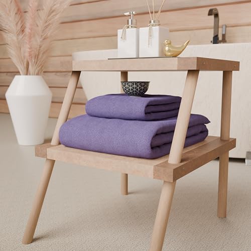 PETTI Artigiani Italiani - 100% Cotton Terry Bath Towels, 2+2 Towel Set, 4 Pieces 2 Face Towels and 2 Hand Towels, Purple Towels