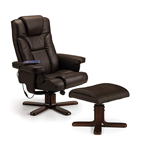 Julian Bowen Brown Upholstered Malmo Heat Massage Recliner and Footstool
