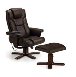 Julian Bowen Malmo Massage Recliner & Stool, Brown - H105 x W82cm