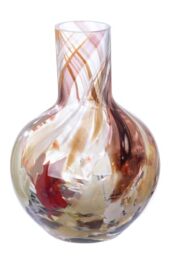 GILDE GLAS art Decorative Vase Flower Vase - Glass Vase Made of Coloured Glass - Decorative Living Room Gift for Women Height 21 cm Brown Red