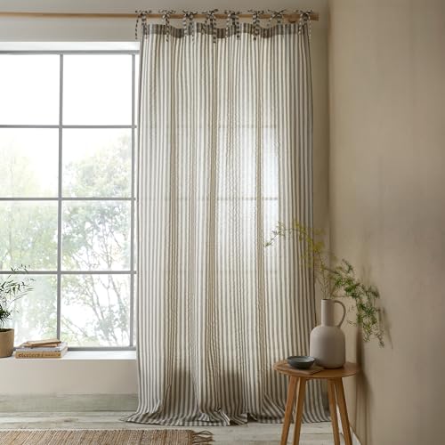 Pineapple Elephant Zanzibar Woven Stripe 140x229cm Voile Curtain Panel Grey