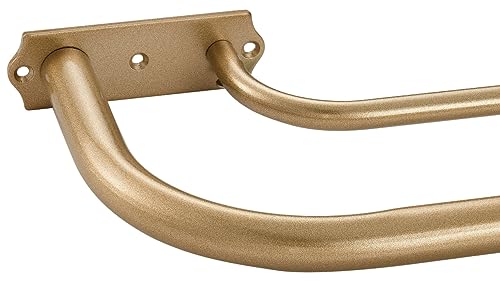 Double Curtain Rods 28-48 Inch, Antique Gold Double Curtain Rods, Wrap Around Double Window Rods Room Darkening, 1-Inch Diameter Front and 5/8 Inch Back Double Drapery Rod