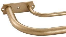 Double Curtain Rods 28-48 Inch, Antique Gold Double Curtain Rods, Wrap Around Double Window Rods Room Darkening, 1-Inch Diameter Front and 5/8 Inch Back Double Drapery Rod