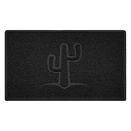 Nicoman Cactus Embossed Shape Door Mat Dirt-Trapper Jet-Washable Doormat-(Use Outdoor ONLY)- (75x44cm/29.5x17.3inches, Medium) Black