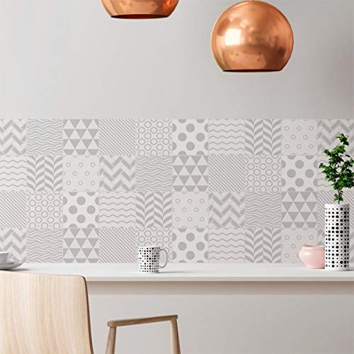 Ambiance Sticker Self-Adhesive Decorative Wall Decal Cement Tile for Bathroom and Kitchen Finnois - Pack of 9 Stickers of 15 x15 cm