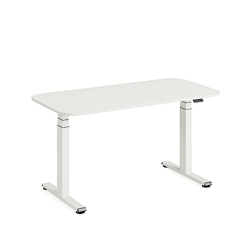 Steelcase Solo Sit-to-Stand Electric Height-Adjustable Home Office Desk with Programmable Controller, Powerful Motor, Anti-Collision Sensor + Cable Management Net in Snow/Pearl Snow (140 x 70 cm)
