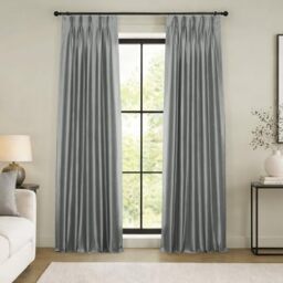 HPD Half Price Drapes Blackout Curtains for Bedroom Vintage Textured Faux Silk French Pleated Curtains for Living Room (1 Panel), 25 X 108, Storm Grey