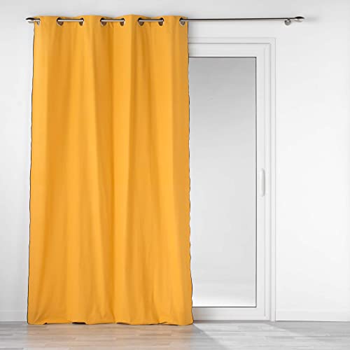 Douceur d'Int??rieur Eyelet Curtain 140 x 240 cm Recycled Cotton Plain Mistarde