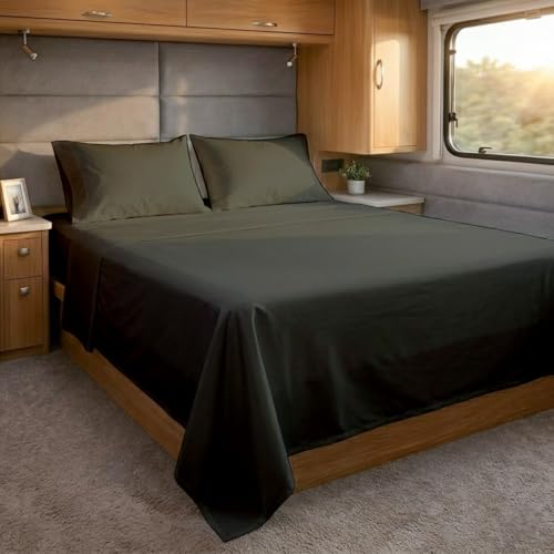 "Rv King Sheets 72 X 80 -Rv King Sheets Cotton,4 Pcs Cotton Bed Sheet Set to Fit Upto 15"" Deep Mattress : Rv King72 X 80"" -Dark Grey Solid"