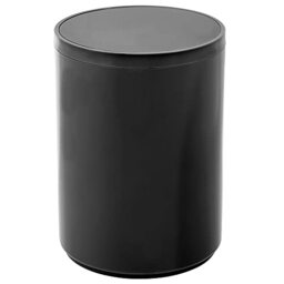 mDesign Swing Lid Bathroom Bin – Small Round Rubbish Bin for Bathroom or Bedroom – Practical Small Waste Bin with Swing Lid – Black