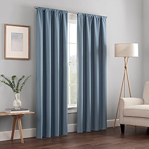 "ECLIPSE Kendall Modern Blackout Thermal Rod Pocket Window Curtain for Bedroom or Living Room (1 Panel), 42"" x 54"", Slate"