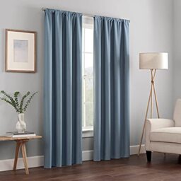 "ECLIPSE Kendall Modern Blackout Thermal Rod Pocket Window Curtain for Bedroom or Living Room (1 Panel), 42"" x 54"", Slate"