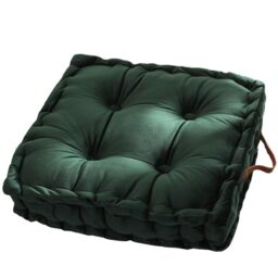 "vctops Square Solid Color Velvet Seat Cushion with Handle Tufted Thicken Chair Pad Tatami Floor Pillow Cushion 16.5""x16.5""x4"" Green"