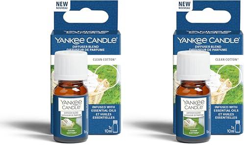 Yankee Candle Ultrasonic Aroma Diffuser Oil - Clean Cotton Diffuser Refill - 10ml (Pack of 2)