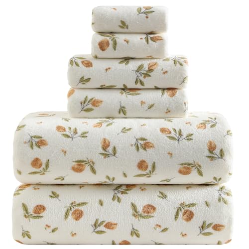 YTYC Towels, 39x78 Inch Oversized Bath Sheets for Adults Luxury Extra Large Bath Towels Sets of 6 Super Soft Shower Towels for Bathroom Microfiber 80% Polyester (Printing,6 Piece)