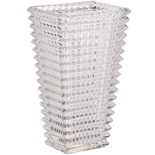 MCMCNCUIU Crystal Glass Vase, Large Crystal Vases for Flowers, Large Flower Vase, Clear Modern Vases for Living Room, Bedroom, Kitchen, Dining Table, Mantle, Wedding, 11 Inches
