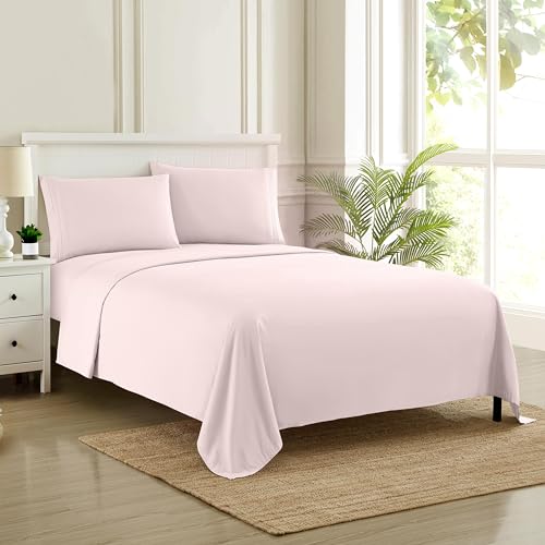 Full Size Sheet Sets - Breathable Luxury Sheets with Full Elastic & Secure Corner Straps Built In - 1800 Supreme Collection Soft Deep Pocket Bedding, Sheet Set, EXTRA DEEP pocket - Full, Pale Pink