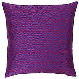 "Riva Paoletti Louvre Cushion Cover Skydiver Blue and Camellia Pink Metallic Jacquard Fabric Geometric Triangle Design 100% Polyester 45 x 45cm (18"" x 18"" inches)"