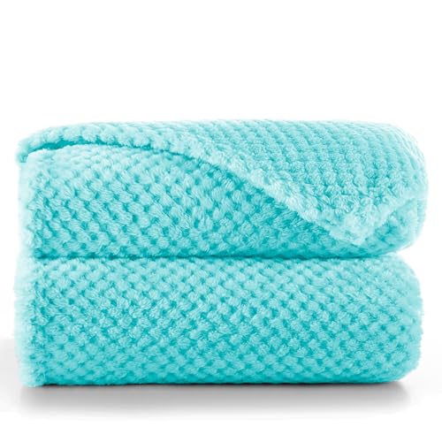 DecoKing Scandanavian style Blanket microfibre cosy Blanket Fleece bedspread Soft smooth Cuddly, Microfibre, turquoise, 220 x 240 cm