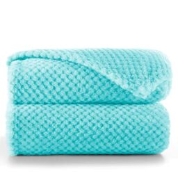 DecoKing Scandanavian style Blanket microfibre cosy Blanket Fleece bedspread Soft smooth Cuddly, Microfibre, turquoise, 220 x 240 cm