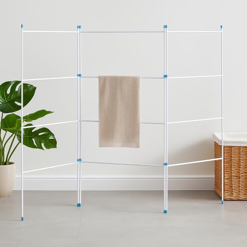 Home Vida Clothes Drying Rack - Foldable 3 Fold Airer with Drying Space, Foldable Design, Indoor/Outdoor Use, White