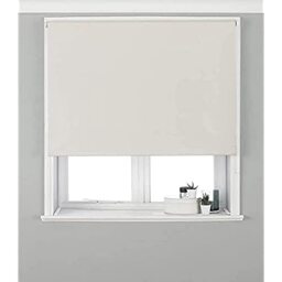"Eclipse Blackout Roller Blind - Ivory Cream - Ready Made (Fittings Included) - Temperature Control - Adjustable - 100% Polyester - 61cm width x 162cm drop (24"" x 64"" inches) - Made by Riva"