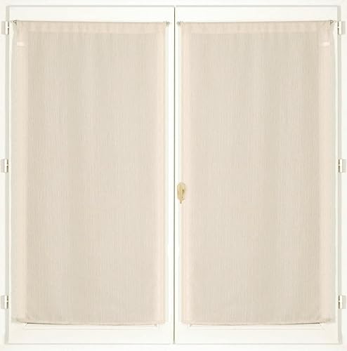 Atout Ciel Pair of Embossed Curtains with Rod Pocket Ready to Hang 2 x 60 x 90 cm Beige