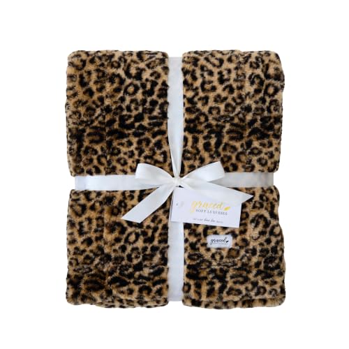 GRACED SOFT LUXURIES Faux Fur Throw Blanket Soft Leopard 50x60 - Decorative faux fur throw blanket with a fluffy feel for adding comfort and style to living spaces.