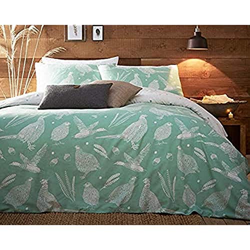 Creative Cloth Moorland Birds Duvet Set, Polycotton, Green, Superking