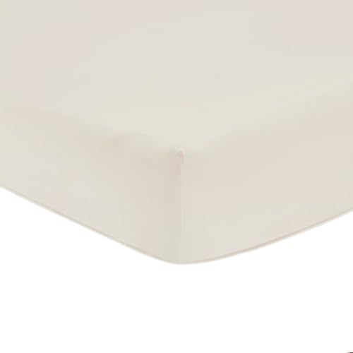 Tommy Hilfiger - Fitted Sheet Natural Satin 110 Thread Count/cm² 100% Combed Cotton 30 cm Edge Silky Soft Breathable 100 x 200 cm