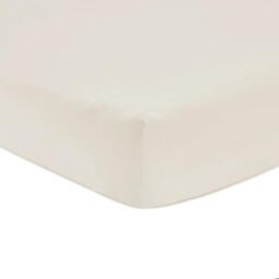 Tommy Hilfiger - Fitted Sheet Natural Satin 110 Thread Count/cm² 100% Combed Cotton 30 cm Edge Silky Soft Breathable 100 x 200 cm