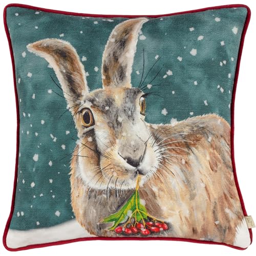 furn. Evans Christmas Hare Polyester Filled Cushion (Multicolour - 43x43cm)