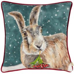 furn. Evans Christmas Hare Polyester Filled Cushion (Multicolour - 43x43cm)