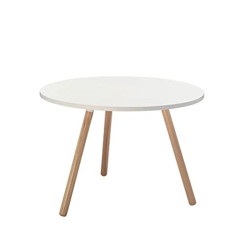Office Hippo Tripod Side Table, Wood, White, Large