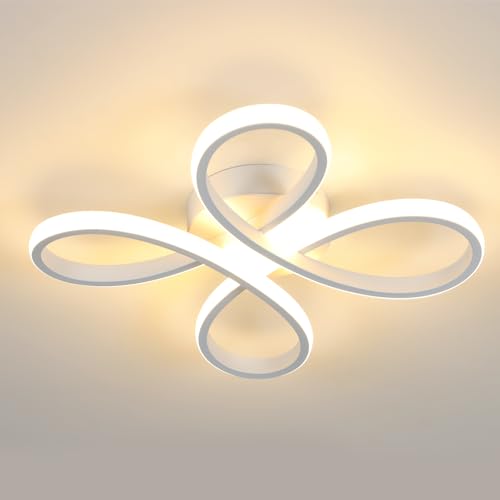 Comely Modern LED Ceiling Light, 30W 3400LM Ceiling Lamp Fixture, Flower Shape Ceiling Lighting for Hallway, Balcony, Bedroom, Living Room, Dining Room, 3000K Warm Light, 30cm, White