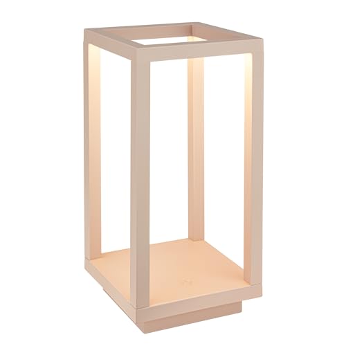 BRILONER - Rechargeable LED Lantern IP44 with Touch, dimmable, CCT, Replaceable Battery, Outdoor Lanterns, Battery lamp, Camp Light, Cordless Light for Garden, 10x10x22 cm, Beige