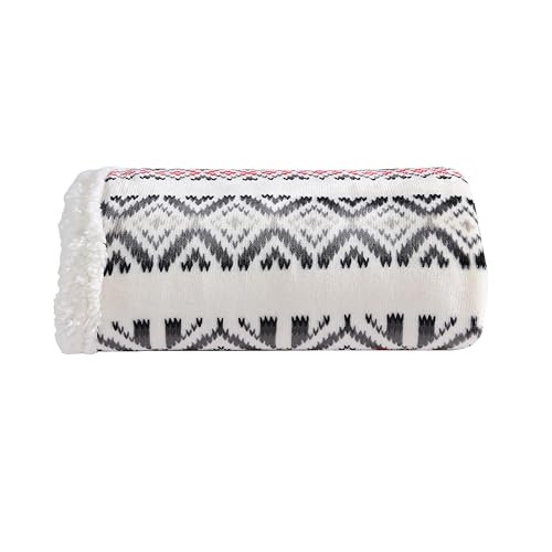 Eddie Bauer Ultra-Plush Collection Throw Blanket-Reversible Sherpa Fleece Cover, Soft & Cozy, Perfect for Bed or Couch, Mountain Village Red
