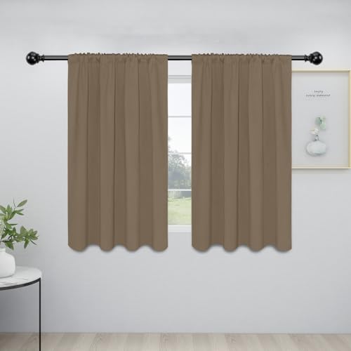 Easy-Going Rod Pocket Blackout Curtains for Bedroom, Room Darkening Window Curtains for Living Room, Thermal Insulated Noise Reduction Solid Window Drapes, Window Treatments, 2 Panels(34x45 in, Camel)
