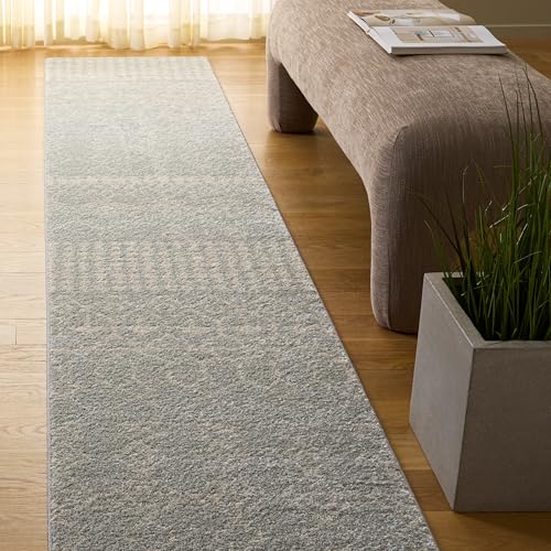Safavieh Boho Rug for Living Room, Dining Room, Bedroom, Tulum Collection, Short Pile, in Light Grey and Ivory, 91 X 152 cm
