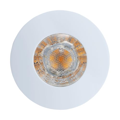 Eglo Recessed Spotlight Margo, Outdoor Ceiling Spot, Ceiling Spotlight, White Die-Cast Aluminium, Frosted White Glass, Warm White, Ø 8.4 cm