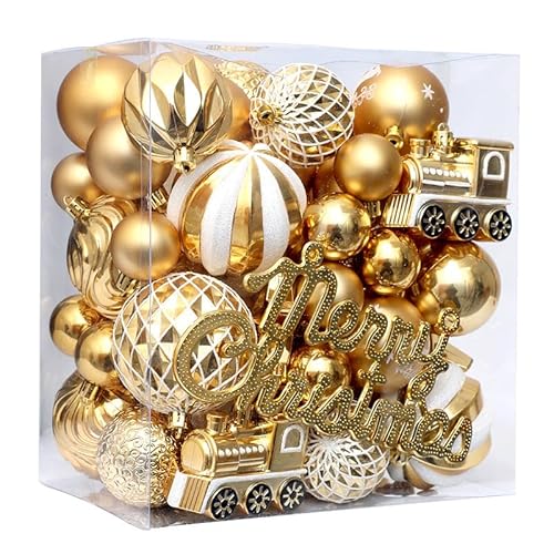 64ct Christmas Tree Balls Ornaments, Shatterproof Xmas Tree Hanging Balls Decorations Perfect for Holiday Wedding Christmas Decor