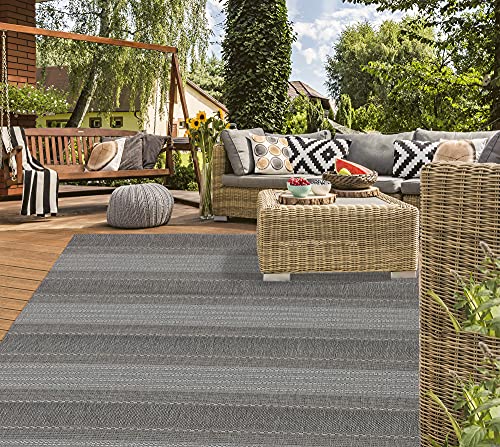 Mia's Teppiche Lara In- and Outdoor Rug, Flat Fabric, 200 x 280 cm, Grey-2