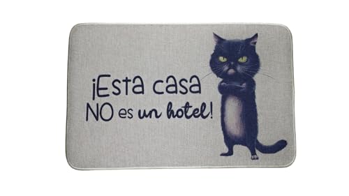 hola-world. Original Door Mat for Entrance and Interior Door (Kitchen, Bedroom, Living Room, etc) Non-Slip Rubber Backing Machine Washable Hotel 40 x 60 cm