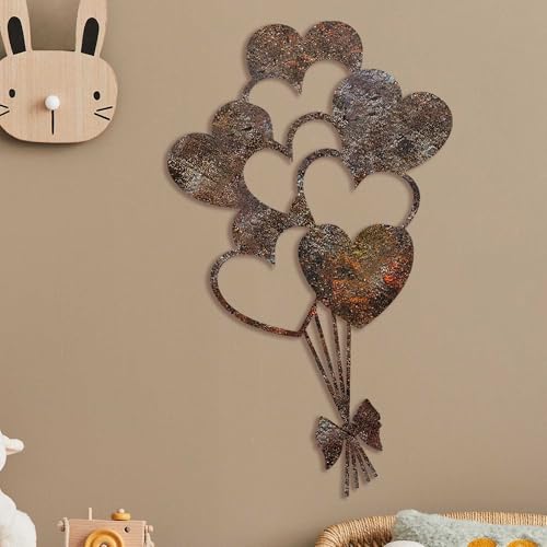 Hand-Painted Decorative Metal Wall Accessory, Antique Colour, 35 x 21 cm, Durable 1.5 mm Metal Body, Unique Home Decor with Distinctive Texture