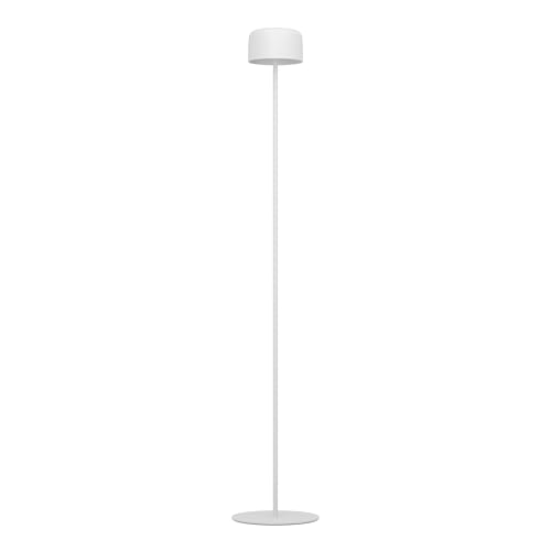 Eglo Cordless LED Floor lamp Roccanova, Wireless Solar Powered Outdoor Light, Rechargeable, 3-Step Touch dimmable Garden Lighting, White Steel, Warm White, IP44