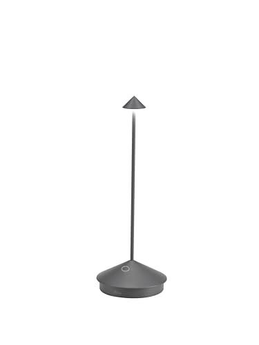 Zafferano, Pina Pro Lamp, Rechargeable Cordless Table Lamp with Touch Controls, Suitable for Interior and Outdoor, Dimmer, 2200-3000 K, Height 29 cm, Dark Gray Colour