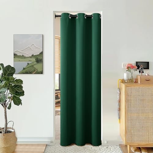 BGment Emerald Green Door Curtain 80 Inch Length for Doorway, Bedroom Closet Curtain, Privacy Thermal Insulated Blackout Grommet Room Divider for Room Separation, 1 Panel, 34 Inch Wide